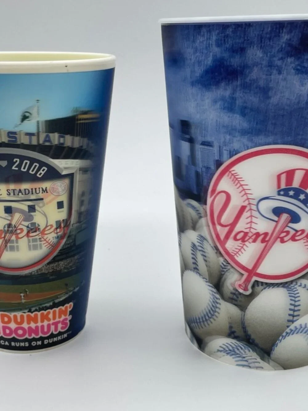 2 MLB NY Yankees Souvenir Plastic Beverage Cups Stadium 2008 2014 Holographic